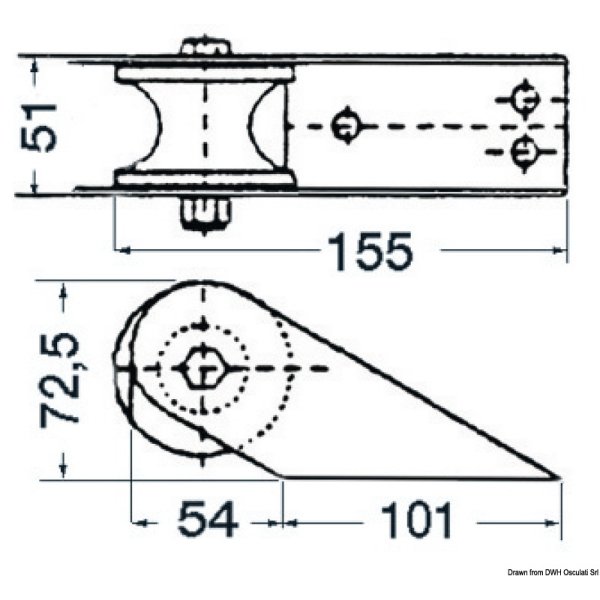 SS bow roller 155 x 51 mm - 0111882 dis 1 - EU01.118.82