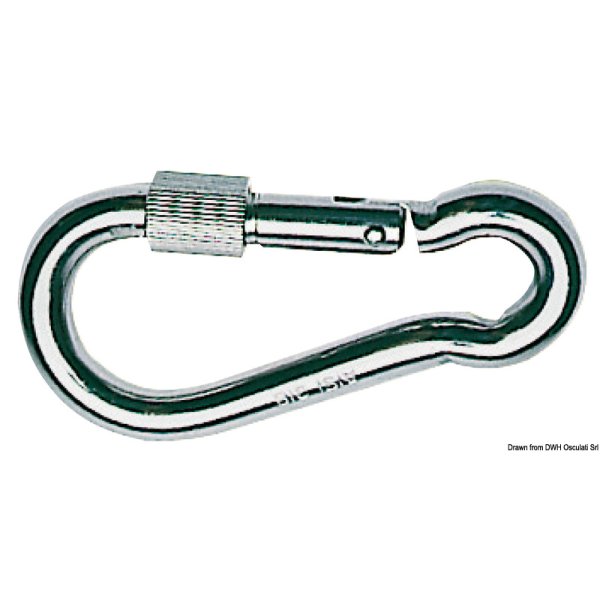 Carabiner hook AISI 316 w/ring 100 mm - 0919506 08 10 12 - EU09.195.10