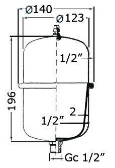 Accumulatortank incl. beugel - Accumulator tank en 1612600 tekening - EU16.126.00