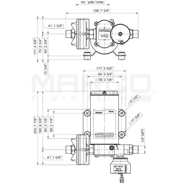 Marco UP6/E pulse drinkwaterpomp - As7914070 up6e marco drinkwaterpomp 1224v 26l tekening - AS7914070