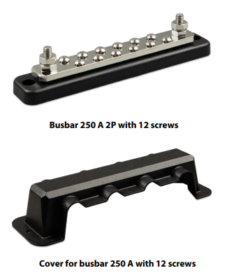 Busbar 250A 2P with 12 screws + cover - Busbar 12 - VIVBB125021220