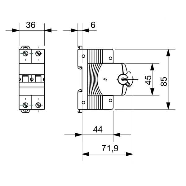 Gewiss installatie automaat 2P C2 (GW92042) - Gewiss installatieautomaat 2p c kar 2a 6ka 2module gw92042 afmetingen - VICBR7655202