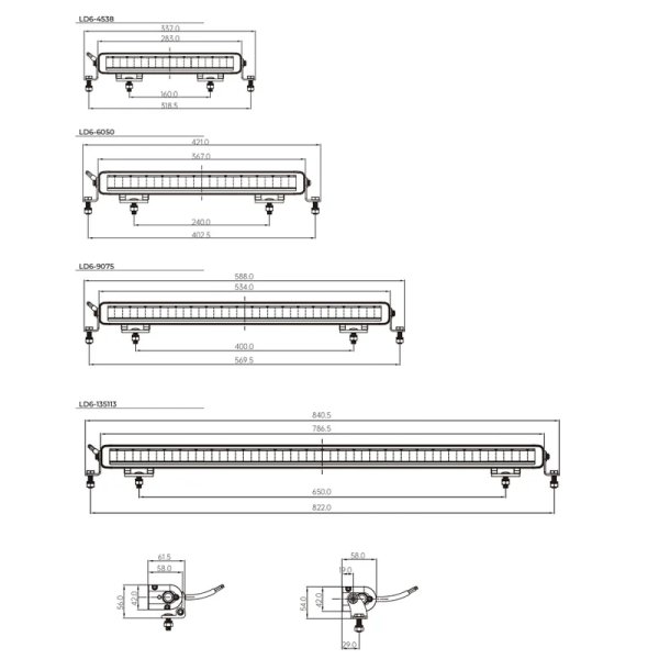 Tralert Nemesis LED lightbar - Ld6 6050 tralert led bar nemesis 370 1032v afmetingen - LLLD6-6050