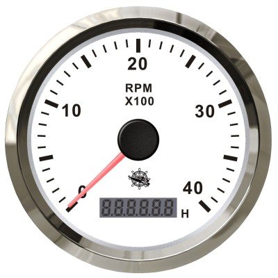 Osculati revolution counter 0-4000 RPM white/glossy - Osculati contagiri elettronico universale con contaore 0 4000rpm 12 24v quadrante bianco os2732702 - EU27.327.02