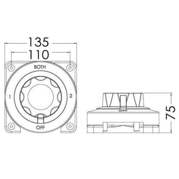 Batterij keuzeschakelaar - Selecta battery switch 1492000 tekening - EU14.920.00