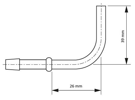 Knelpijpje gebogen 10 mm voor slang (per stuk) - Slangpilaar gebogen 90graden tekening 10mm - ER00784028