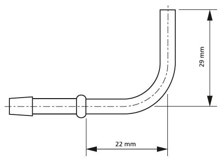 Knelpijpje gebogen 8 mm voor slang (per stuk) - Slangpilaar gebogen 90graden tekening - ER00783463