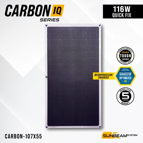 Carbon IQ 116W - Sunbeamsystem sunbeam system canvas bimini solar panel carbon iq carbon 107x55 cover - SB-CARBON-107x55