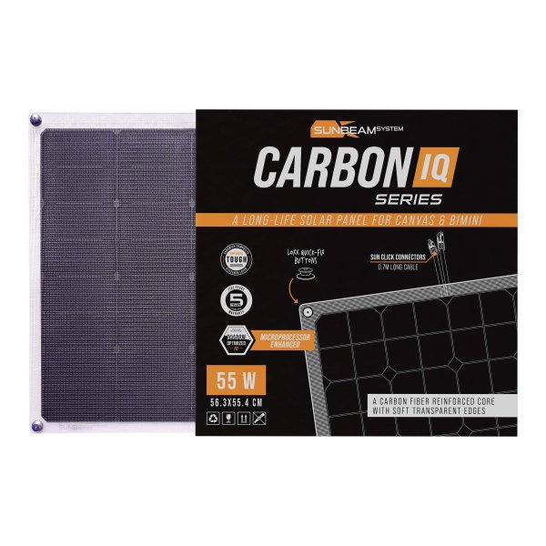 Carbon IQ 55W - Sunbeamsystem sunbeam system canvas bimini solar panel carbon iq carbon 56x55 55w panel box - SB-CARBON-56x55