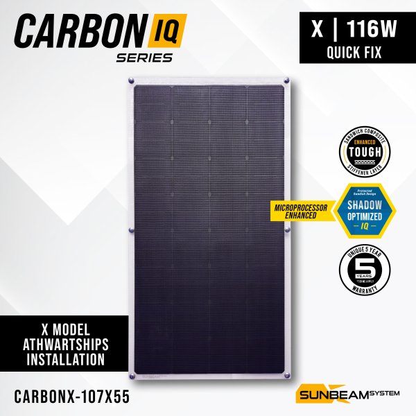 Carbon IQ 116W Athwartships - Sunbeamsystem sunbeam system canvas bimini solar panel carbon iq carbon x 107x55 cover - SB-CARBONX-107x55