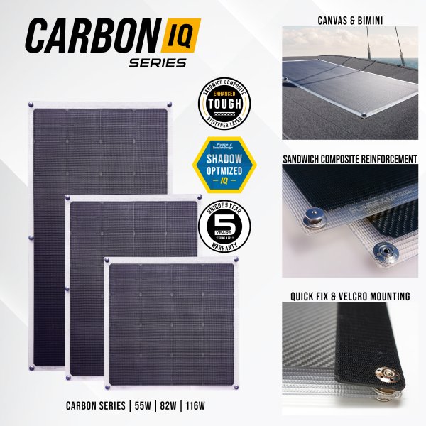Carbon IQ 116W Athwartships - Sunbeamsystem sunbeam system canvas bimini solar panel carbon iq features 3 - SB-CARBONX-107x55