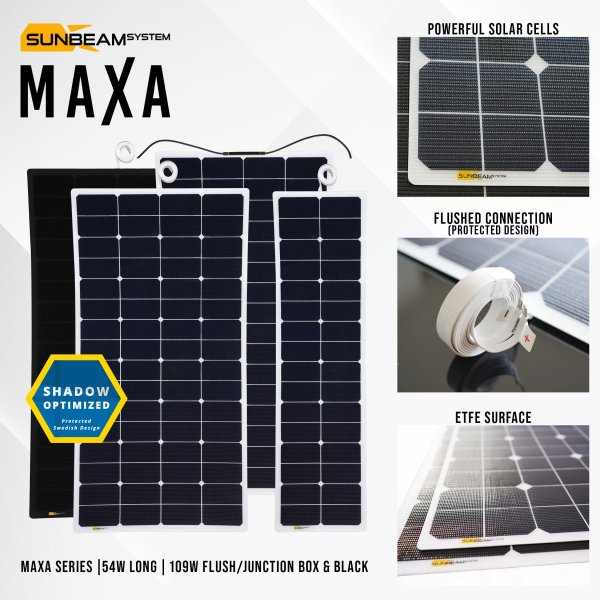 Maxa 109W Flush Black (custom) zonnepaneel - Sunbeamsystem sunbeam system extra durable surface solar panel maxa features 1 - SB-X106x54FS-Black