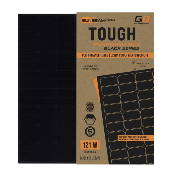 Tough G8 Performance 121W Black - Sunbeamsystem sunbeam system extra durable walkable surface solar panel tough performance tp8 black 106x54 black box - SB-TP8-BLACK-106x54