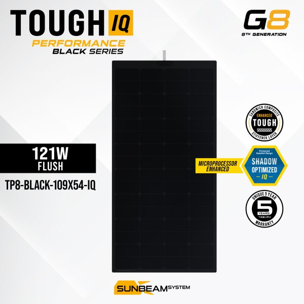 Tough G8 Performance IQ 121W Black - Sunbeamsystem sunbeam system extra durable walkable surface solar panel tough performance tp8 black 109x54 iq black cover - SB-TP8-BLK-109x54-IQ
