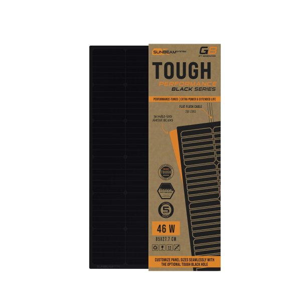 Tough G8 Performance 46W Long Black - Sunbeamsystem sunbeam system extra durable walkable surface solar panel tough performance tp8 black 85x27 long box - SB-TP8-BLACK-85x27