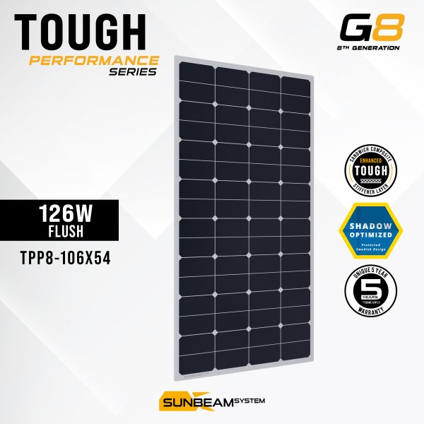 Tough G8 Performance 126W - Sunbeamsystem sunbeam system extra durable walkable surface solar panel tough performance tpp8 106x54 cover 1 - SB-TPP8-106x54