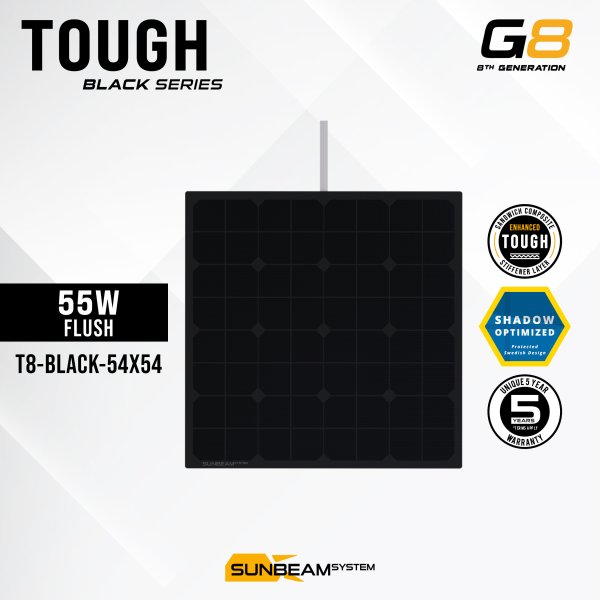 Tough G8 55W Black - Sunbeamsystem sunbeam system extra durable walkable surface solar panel tough t8 black 54x54 cover - SB-T8-BLACK-54x54