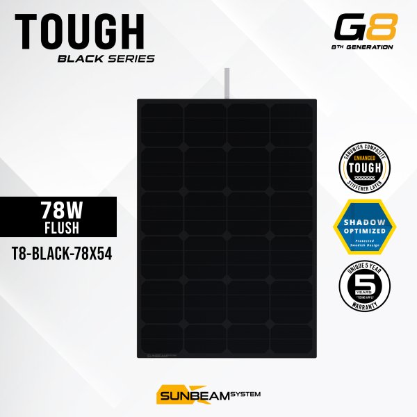Tough G8 78W Black - Sunbeamsystem sunbeam system extra durable walkable surface solar panel tough t8 black 78x54 cover - SB-T8-BLACK-78x54