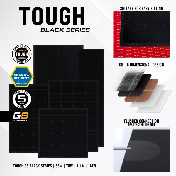 Tough G8 78W Black - Sunbeamsystem sunbeam system extra durable walkable surface solar panel tough t8 black features 2 - SB-T8-BLACK-78x54