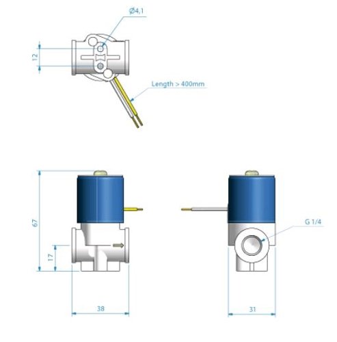 ROCA automatisch afsluiter - solenoid 24V - Te309152 solenoid 24v tekening - TE309152