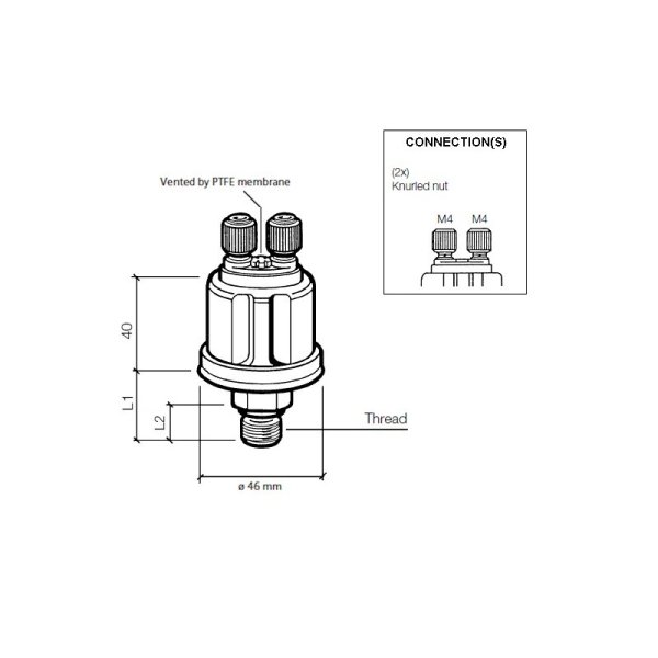 VDO drukgever 0-5B MV - Vdo pressure sender 0 5 bar m10 - N360081032002C
